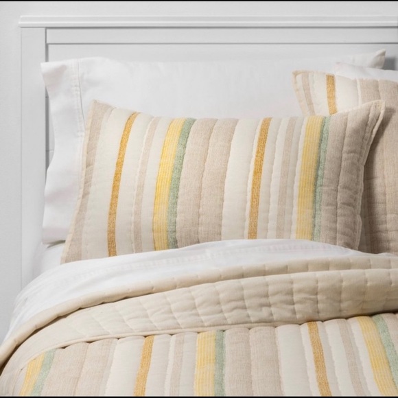 NEW set of 2 Threshold pick stitch stripe Shams - Picture 2 of 8